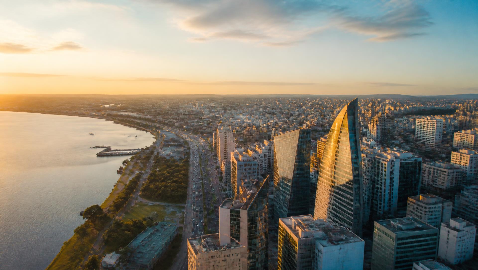 Vista aérea de Porto Alegre, sede do escritório